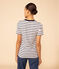 Tee-shirt L'ICONIQUE col rond en coton Femme blanc MARSHMALLOW/bleu SMOKING
