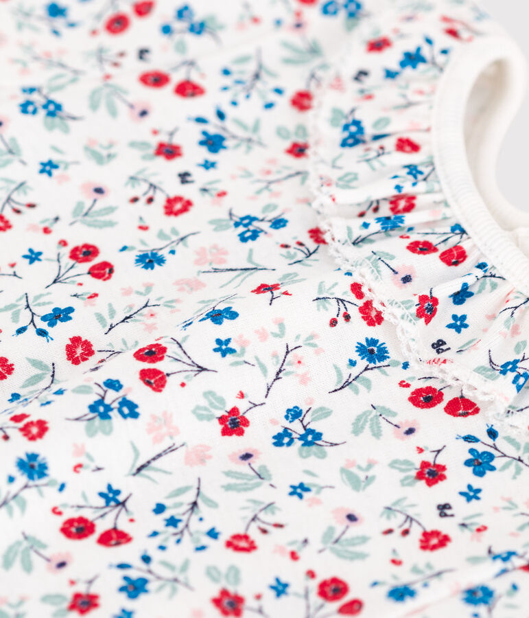 Body &agrave; manches courtes b&eacute;b&eacute; en coton, imprim&eacute; fleuri blanc MARSHMALLOW/blanc MULTICO