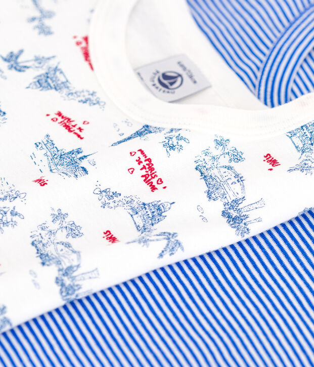 Lot de 2 tee-shirts enfant en coton manches courtes imprim&eacute; Paris multicouleur