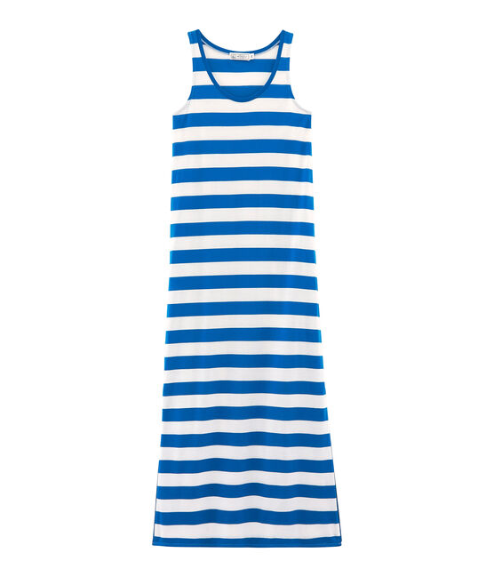 Robe sans manche femme bleu RIYADH/blanc MARSHMALLOW