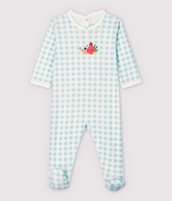 Dors-bien vichy bleu bébé fille en coton blanc MARSHMALLOW/bleu JASMIN