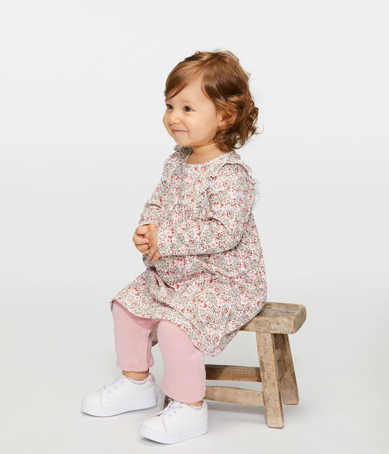 Robe legging imprimée bébé fille blanc MARSHMALLOW/blanc MULTICO