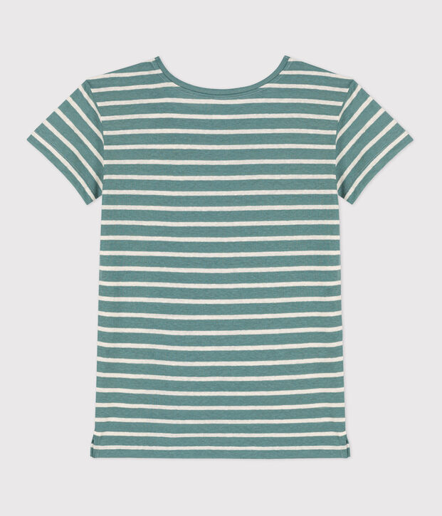 Tee-shirt LE DROIT COTON & LIN vert/&eacute;cru