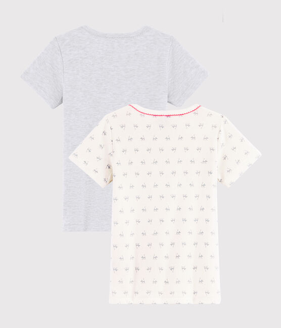 Lot de 2 tee-shirts manches courtes imprimé chat petite fille variante 1
