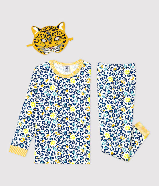 Pyjama phosphorescent léopard en coton enfant blanc MARSHMALLOW/blanc MULTICO