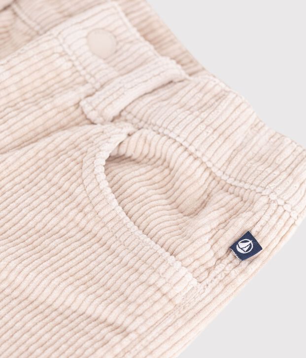 Pantalon wide leg enfant en velours beige clair