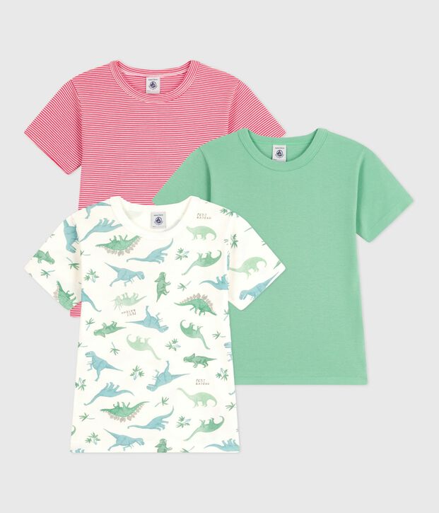 Lot de 3 tee-shirts enfant en coton manches courtes dinosaures multicouleur