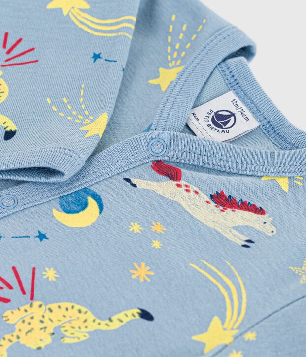 Pyjama b&eacute;b&eacute; en coton sans pieds imprim&eacute; bleu/multicouleur