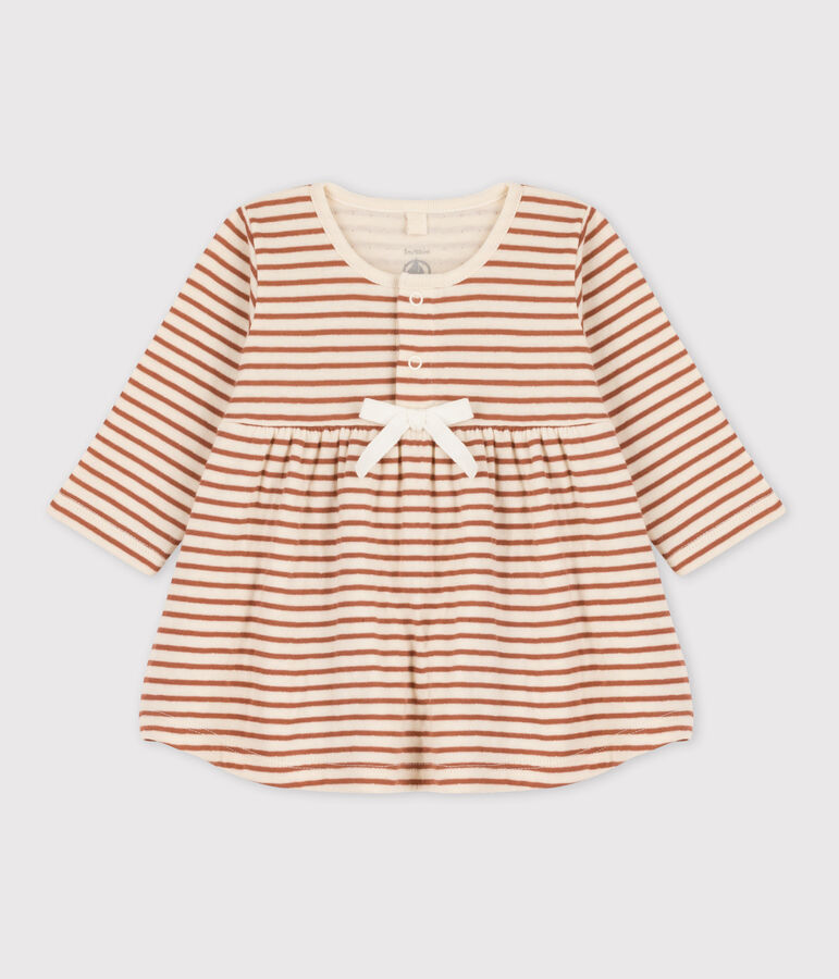 Robe &agrave; rayures b&eacute;b&eacute; en tubique en coton blanc AVALANCHE/ CINA:AVALANCHE