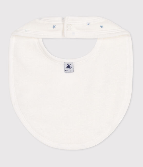 Bavoir naissance en coton imprimé bleu MARSHMALLOW/blanc GOMME
