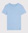 Tee-shirt femme en coton manches courtes uni bleu FLO