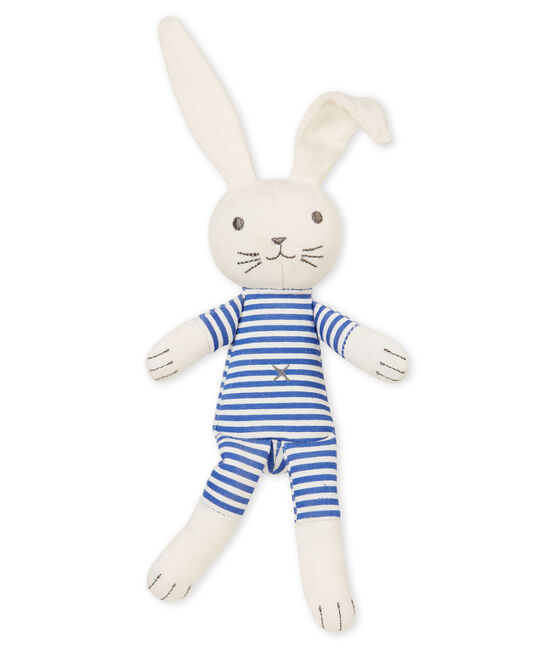 Doudou lapin hochet bébé mixte bleu SMOKING/blanc MARSHMALLOW