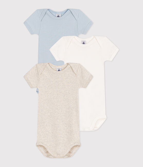 Lot de 3 bodies manches courtes en coton uni bébé variante 1