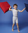 Pyjacourt snugfit imprimé vagues petit garçon en coton blanc MARSHMALLOW/bleu COOL
