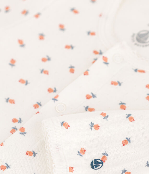 Bodyjama fleurs en tubique blanc/multicouleur