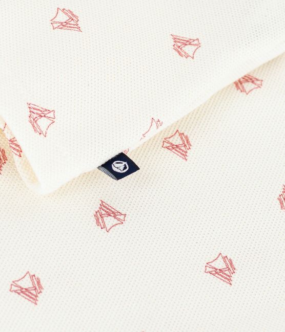 Polo bébé en coton à manches courtes imprimé bateaux vintage rouge MILK/ POMPEI