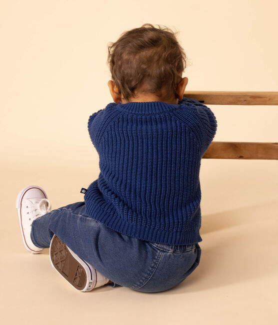 Cardigan en tricot de coton bébé bleu INCOGNITO