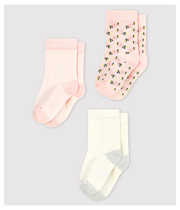 Lot de 3 chaussettes &agrave; motif b&eacute;b&eacute; fille multicouleur