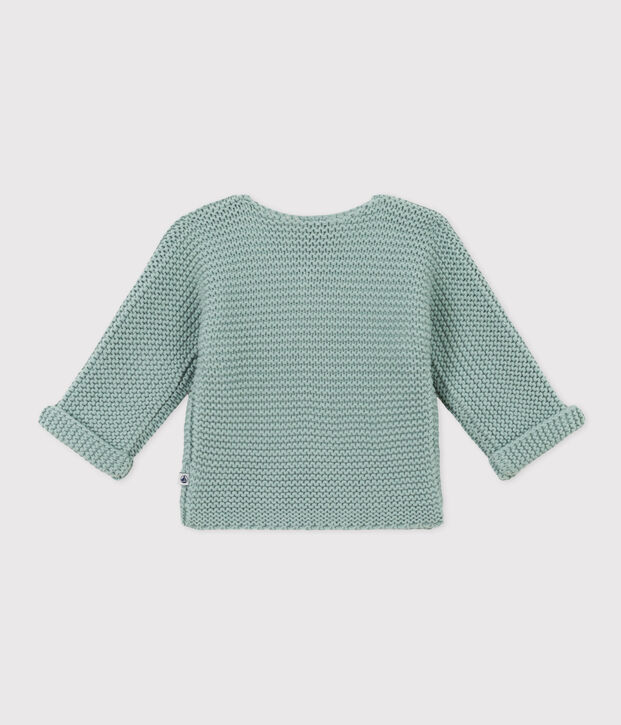 Cardigan en tricot point mousse b&eacute;b&eacute; vert