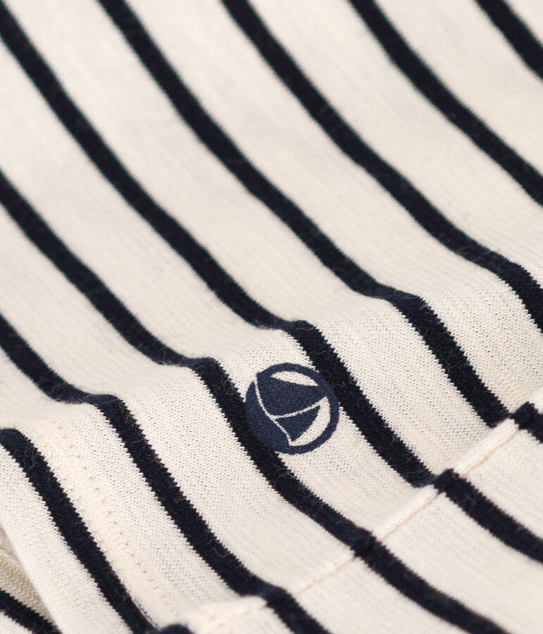 Tee-shirt ray&eacute; en jersey flamm&eacute; enfant fille blanc AVALANCHE/bleu SMOKING