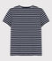 Tee-shirt LE DROIT col V en coton Femme bleu SMOKING/blanc MARSHMALLOW