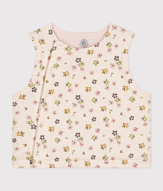 GILET SANS MANCHE REVERSIBLE EN COTON B&Eacute;B&Eacute; &eacute;cru/marron