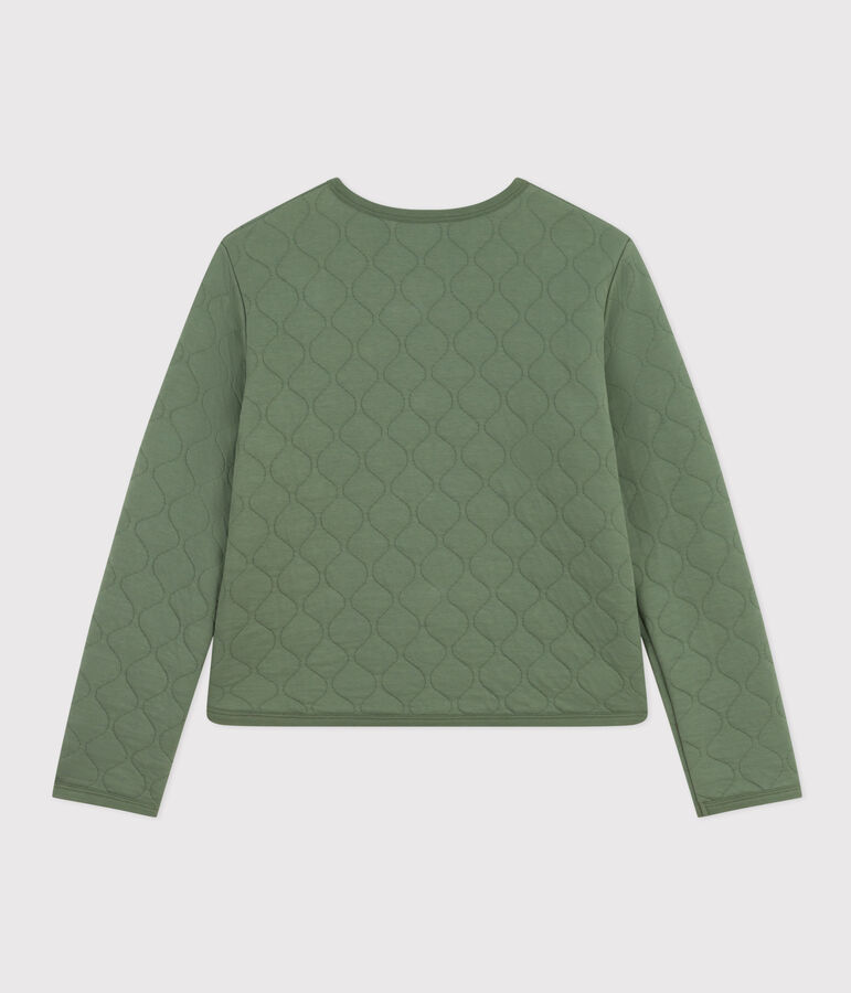 Cardigan en tubique matelass&eacute; femme vert CROCO