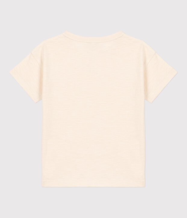 Tee-shirt manches courtes en coton enfant gar&ccedil;on &eacute;cru