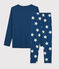 Pyjama à étoiles mixte en côte bleu MAJOR/blanc ECUME