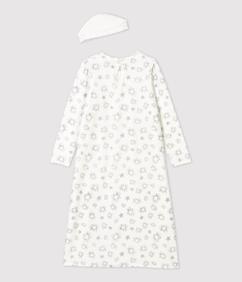 Chemise de nuit de princesse petite fille en velours blanc MARSHMALLOW/gris ARGENT