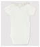 Body manches courtes à col blanc bébé fille en coton biologique blanc MARSHMALLOW