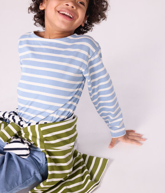 Marinière enfant en coton bleu ADRIATIC/ MILK