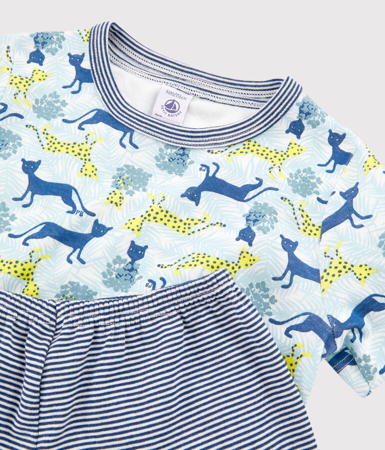 Pyjacourt petit gar&ccedil;on en c&ocirc;te blanc MARSHMALLOW/blanc MULTICO