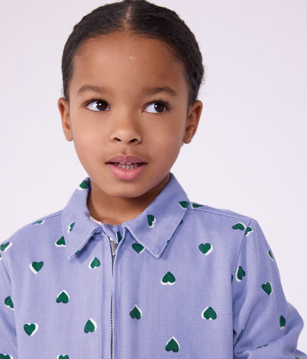 Combinaison enfant en coton imprim&eacute;e &agrave; c&oelig;urs violet/multicouleur