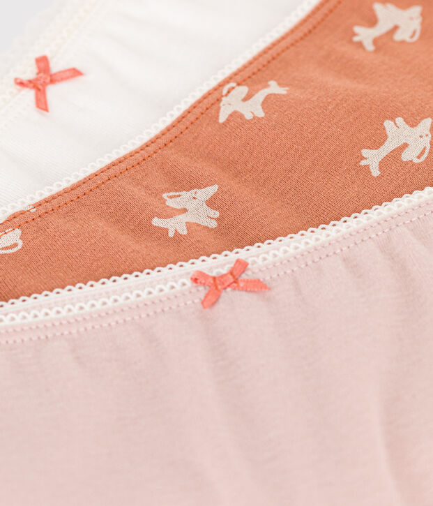 Lot de 3 shorties chien en coton petite fille multicouleur