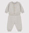 Ensemble 2 pièces bébé en tricot laine et coton gris BELUGA CHINE