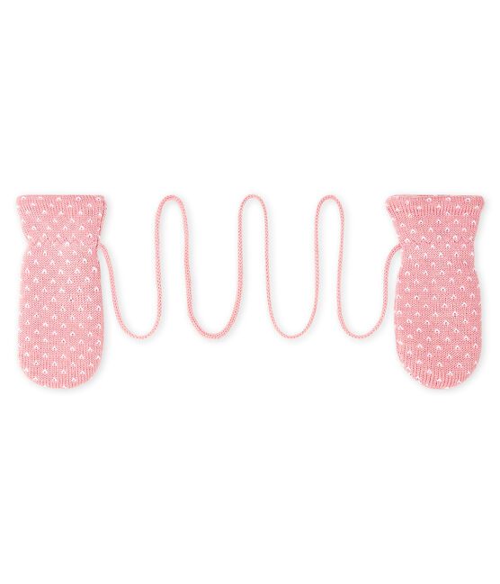 Moufles bébé mixte doublées polaire rose CHARME/blanc MARSHMALLOW