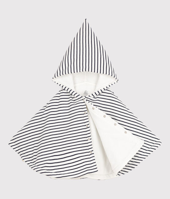 Cape à capuche à rayures marinières bébé en coton blanc MARSHMALLOW/bleu SMOKING
