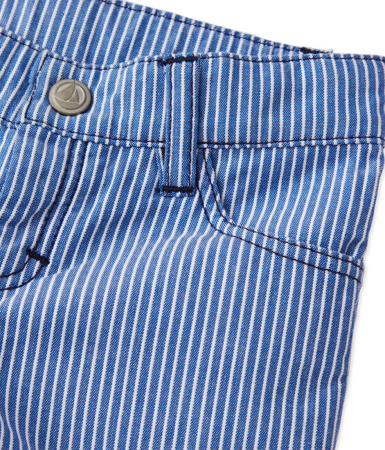 Pantalon bébé garçon rayé bleu SURF/blanc ECUME