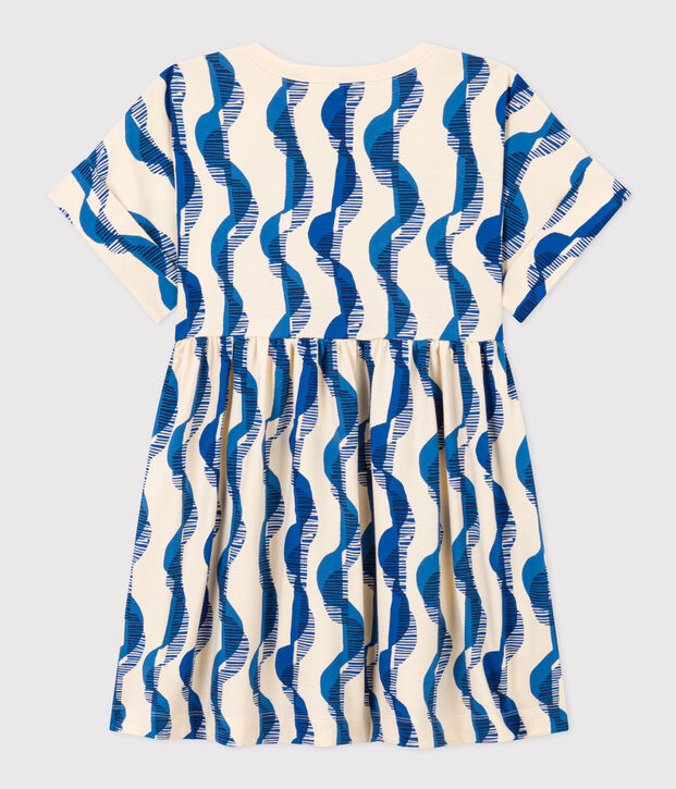 Robe manches courtes &agrave; imprim&eacute; en coton enfant fille &eacute;cru/multicouleur