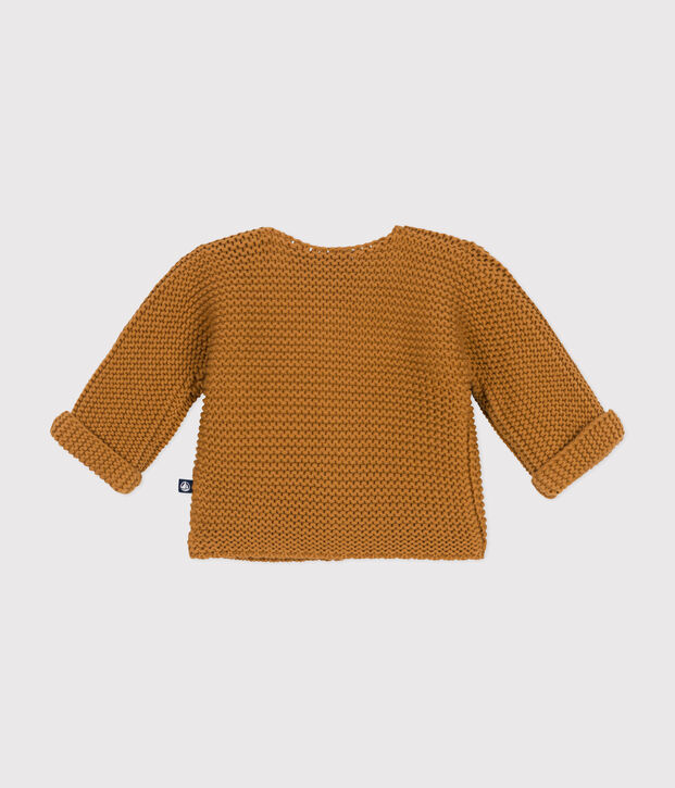 Cardigan en tricot point mousse b&eacute;b&eacute; marron