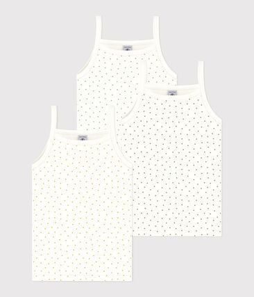 Lot de 3 chemises à bretelles petits coeurs en coton petite fille