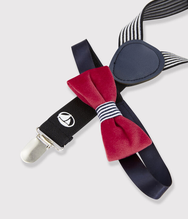 Kit bretelles et n&oelig;ud papillon bleu/blanc/rouge