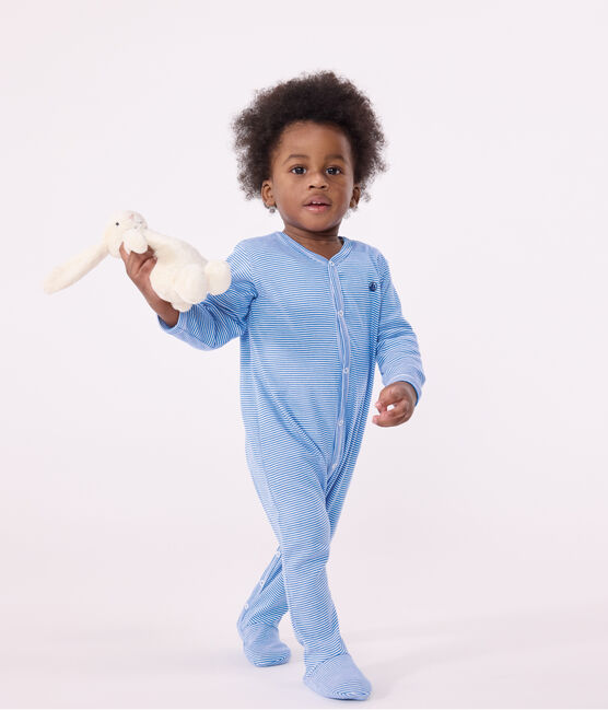 Pyjama bébé en coton à rayures DELPHINIUM/ MARSHMALLOW