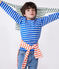 Marinière enfant mixte en coton manches longues bleu PERSE/blanc MARSHMALLOW