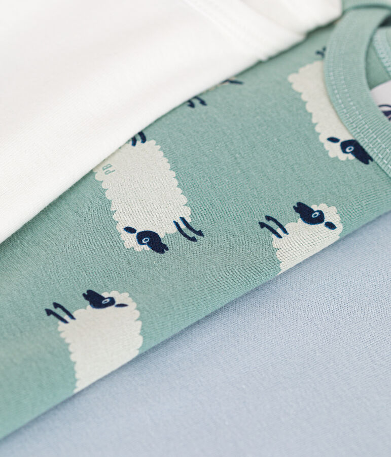 Lot de 3 bodies manches longues imprim&eacute; montons en coton b&eacute;b&eacute; variante 1