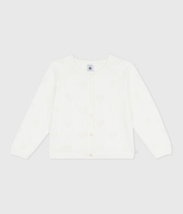Cardigan enfant en coton uni blanc