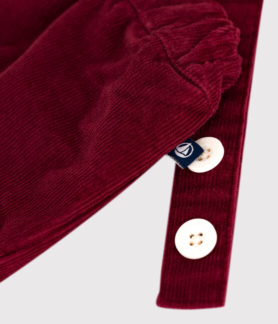 Short à bretelles bébé en velours uni AMARANTE