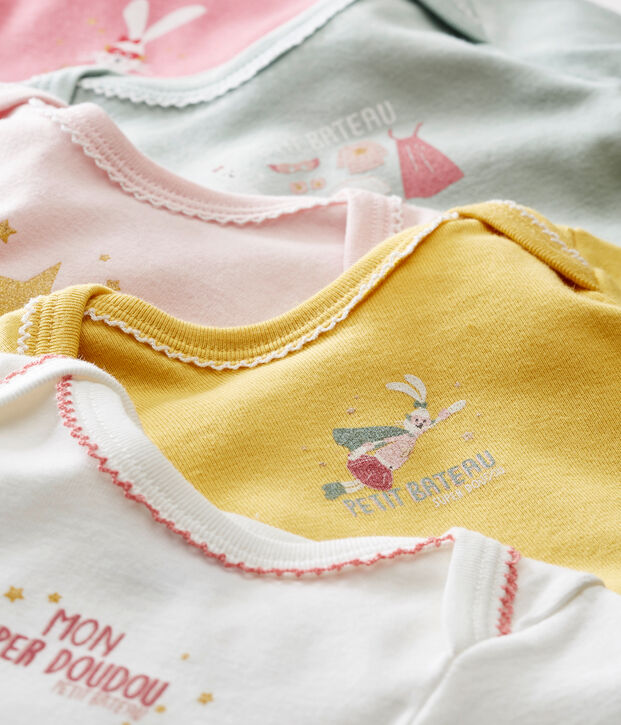 Lot de 5 bodies manches longues b&eacute;b&eacute; fille multicouleur