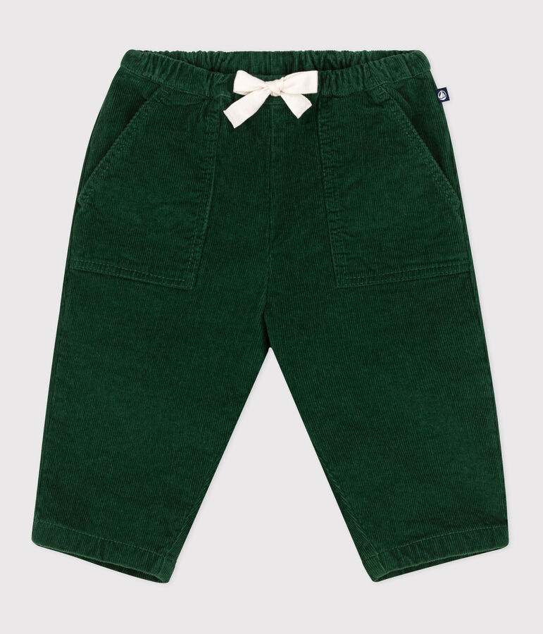 Pantalon b&eacute;b&eacute; en velours uni vert WILLOW
